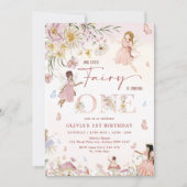 Kleurrijke Wildflower Fairy Prinses 1e Verjaardag  Kaart (Voorkant)