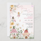 Kleurrijke Wildflower Fairy Prinses 1e Verjaardag Kaart (Voorkant)