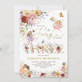 Kleurrijke Wildflower Fairy Prinses 3e Verjaardag Kaart (Voorkant)