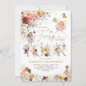 Kleurrijke Wildflower Fairy Prinses 4e Verjaardag Kaart (Voorkant)