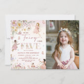 Kleurrijke Wildflower Fairy Prinses 5e Verjaardag  Kaart (Voorkant)