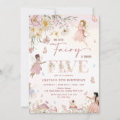 Kleurrijke Wildflower Fairy Prinses 5e Verjaardag  Kaart (Voorkant)