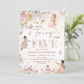 Kleurrijke Wildflower Fairy Prinses 5e Verjaardag  Kaart (Staand voorkant)