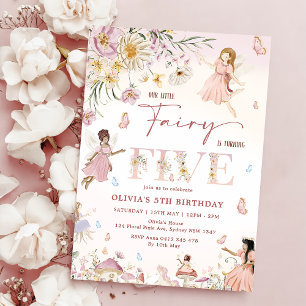 Kleurrijke Wildflower Fairy Prinses 5e Verjaardag  Kaart