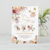 Kleurrijke Wildflower Fairy Prinses 6e Verjaardag Kaart (Staand voorkant)