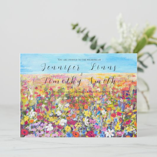 Kleurrijke Wildflower Field olieverfschilderij Kaart (Staand voorkant)