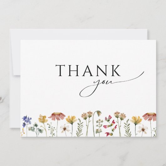Kleurrijke Wildflower Flat Baby Shower Bedankkaart (Voorkant)