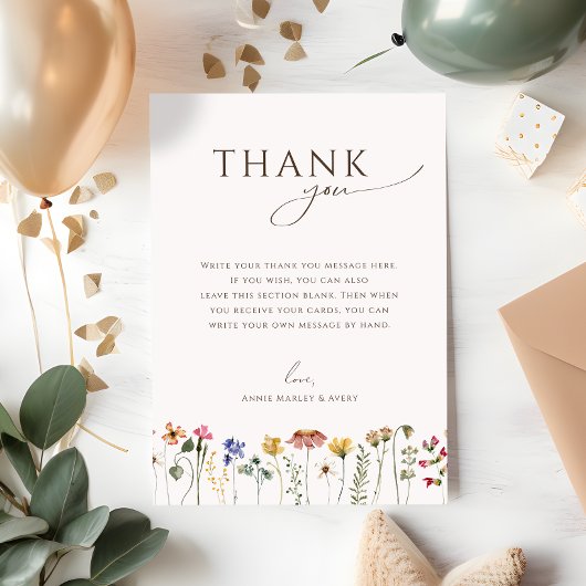Kleurrijke Wildflower Flat Verticale Verjaardagsfe Bedankkaart