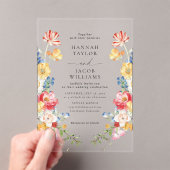 Kleurrijke Wildflower Floral bruiloft Acryl Uitnodigingen (Insitu (Draagbaar))