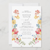 Kleurrijke Wildflower Floral bruiloft Kaart (Voorkant)