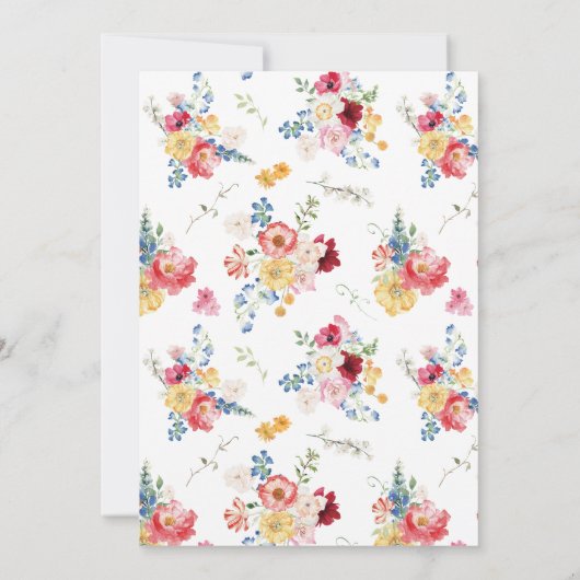 Kleurrijke Wildflower Floral bruiloft Kaart (Achterkant)