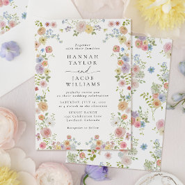 Kleurrijke Wildflower Floral bruiloft Kaart