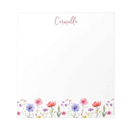 Kleurrijke Wildflower  Floral gepersonaliseerd Notitieblok (Voorkant)