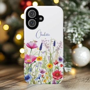 Kleurrijke Wildflower Floral Gepersonaliseerde naa iPhone 16 Hoesje