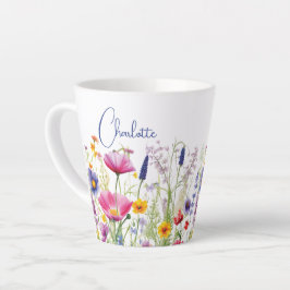 Kleurrijke Wildflower Floral Gepersonaliseerde naa Latte Mok