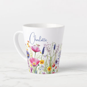 Kleurrijke Wildflower Floral Gepersonaliseerde naa Latte Mok