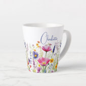 Kleurrijke Wildflower Floral Gepersonaliseerde naa Latte Mok (Rechterhoek)
