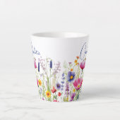Kleurrijke Wildflower Floral Gepersonaliseerde naa Latte Mok (Voorkant)