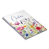 Kleurrijke Wildflower Floral Gepersonaliseerde naa Notitieboek (Rechterzijde)