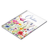 Kleurrijke Wildflower Floral Gepersonaliseerde naa Notitieboek (Linkerzijde)