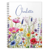 Kleurrijke Wildflower Floral Gepersonaliseerde naa Notitieboek (Voorkant)