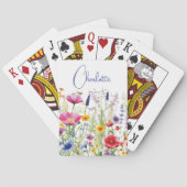 Kleurrijke Wildflower Floral Gepersonaliseerde naa Pokerkaarten (Achterkant)