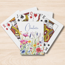 Kleurrijke Wildflower Floral Gepersonaliseerde naa Pokerkaarten