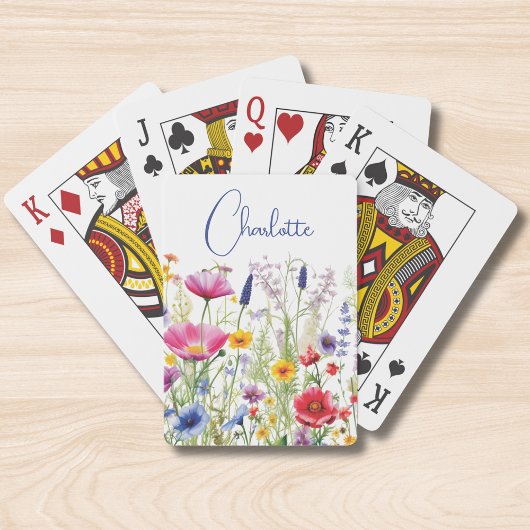 Kleurrijke Wildflower Floral Gepersonaliseerde naa Pokerkaarten