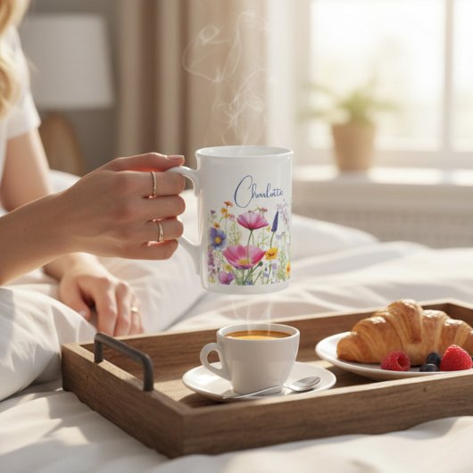 Kleurrijke Wildflower Floral Gepersonaliseerde naa Porselein Kop