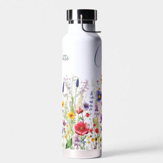 Kleurrijke Wildflower Floral Gepersonaliseerde naa Waterfles (Links)