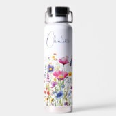 Kleurrijke Wildflower Floral Gepersonaliseerde naa Waterfles (Achterkant)