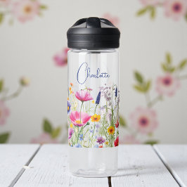Kleurrijke Wildflower Floral Gepersonaliseerde naa Waterfles