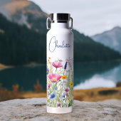 Kleurrijke Wildflower Floral Gepersonaliseerde naa Waterfles