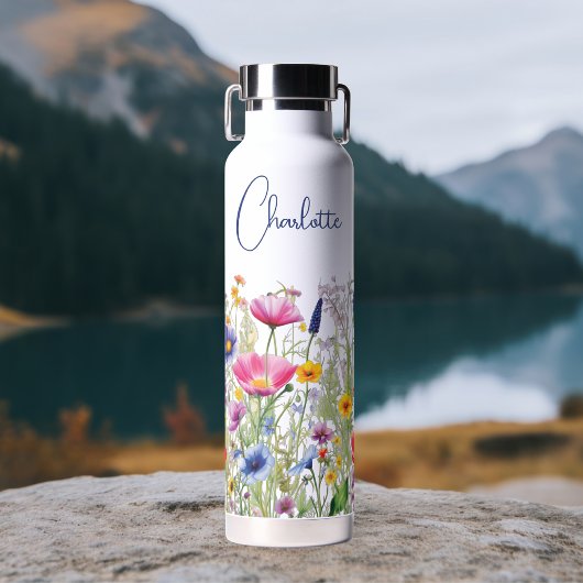 Kleurrijke Wildflower Floral Gepersonaliseerde naa Waterfles