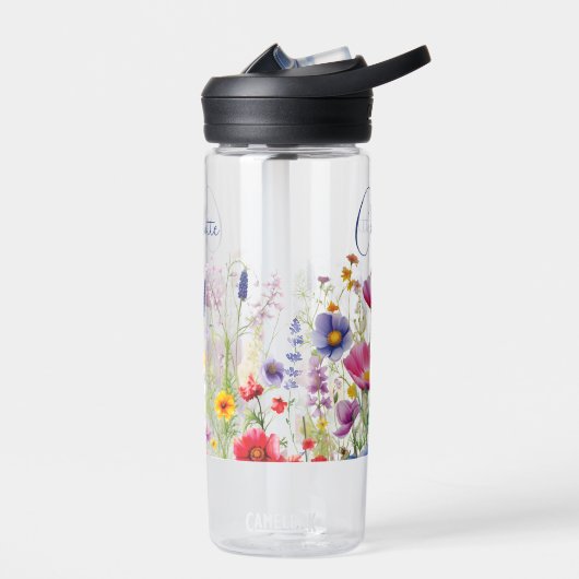 Kleurrijke Wildflower Floral Gepersonaliseerde naa Waterfles (Links)