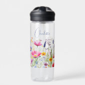 Kleurrijke Wildflower Floral Gepersonaliseerde naa Waterfles (Voorkant)