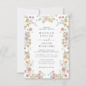 Kleurrijke Wildflower Floral QR Code Wedding Kaart (Voorkant)