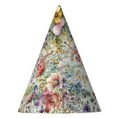 Kleurrijke Wildflower Floral Waterverf Verjaardag Feesthoedjes (Achterkant)