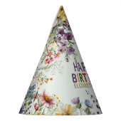 Kleurrijke Wildflower Floral Waterverf Verjaardag Feesthoedjes (Links)