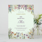 Kleurrijke Wildflower Floral Waterverf Verjaardag Kaart (Staand voorkant)