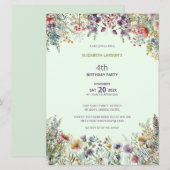 Kleurrijke Wildflower Floral Waterverf Verjaardag Kaart (Voorkant / Achterkant)