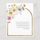 Kleurrijke Wildflower Foto Afstuderen Aankondiging (Achterkant)