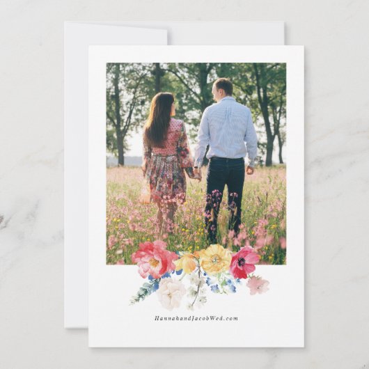 Kleurrijke Wildflower foto bruiloft Save The Date (Achterkant)