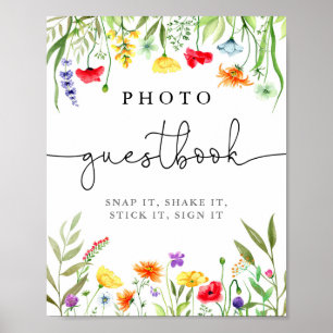 Kleurrijke Wildflower foto gastenboek teken Poster