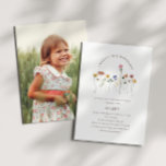 Kleurrijke Wildflower Foto Kids Verjaardagsfeest Kaart<br><div class="desc">Deze kleurrijke wildflower foto kinderen verjaardagsfeestje uitnodiging is perfect voor uw eenvoudige, grillige, boho regenboog zomerfeest. De felle, betoverde roze, gele, oranje en gouden kleurbloemen geven dit product het gevoel van een minimalistische, elegante, hippie-voorjaarstuin. Het moderne ontwerp is kunstzinnig en delicaat, met een klassieke aardse weide die in waterverf is...</div>