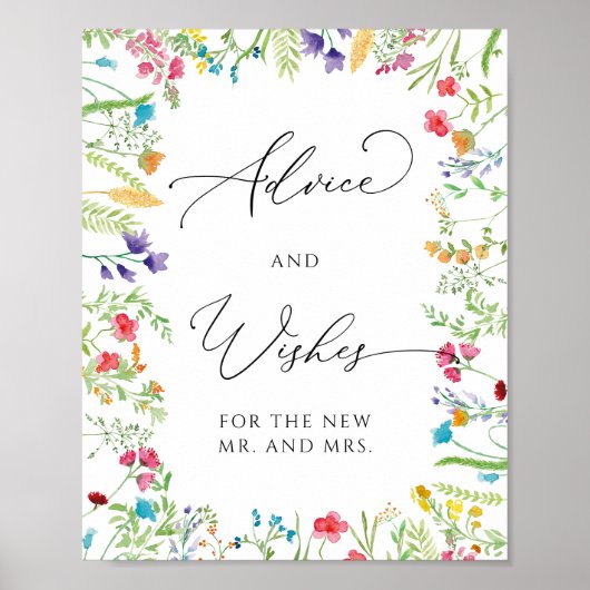 Kleurrijke Wildflower Garden Advies en Wensen Poster (Voorkant)