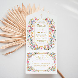 Kleurrijke Wildflower Garden Backyard bruiloft All In One Uitnodiging