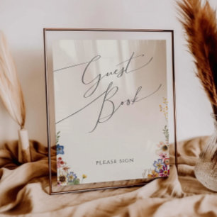 Kleurrijke Wildflower Garden   Beige gastenboek te Poster