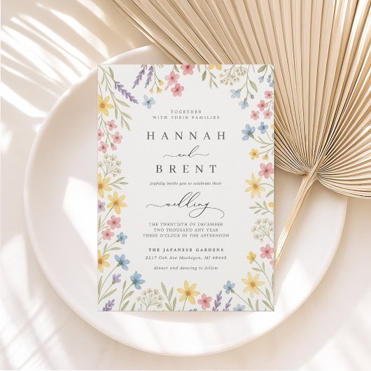 Kleurrijke Wildflower Garden bruiloft uitnodiging