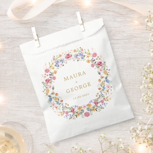 Kleurrijke Wildflower Garden Floral krans bruiloft Bedankzakje (Geknipt)